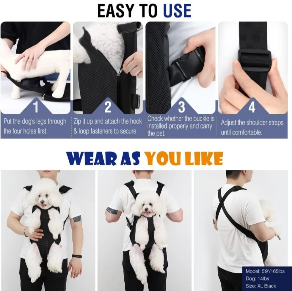 XL Black PAWABOO Adjustable Carrier
